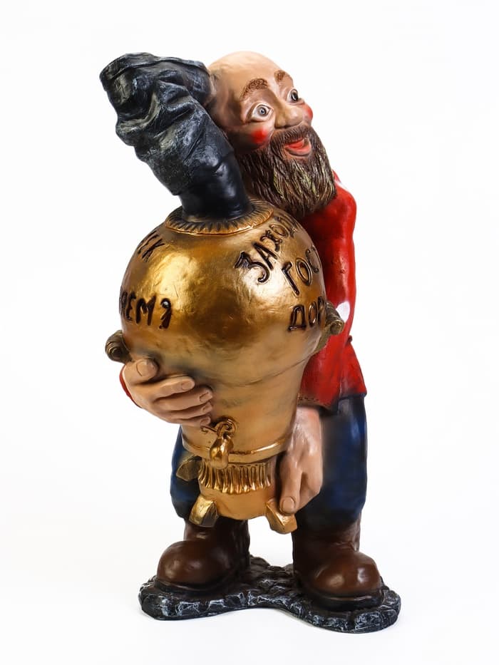 Садовая фигура из полистоуна «Дед с самоваром», 56×34×32 см