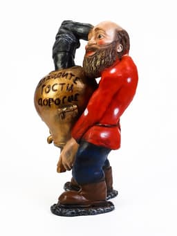 Садовая фигура из полистоуна «Дед с самоваром», 56×34×32 см