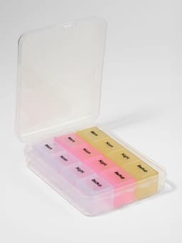 Таблетница - органайзер, английские буквы, утро/день/вечер/ночь, 3 контейнера по 4 секции, МИКС