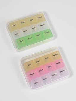 Таблетница - органайзер, английские буквы, утро/день/вечер/ночь, 3 контейнера по 4 секции, МИКС