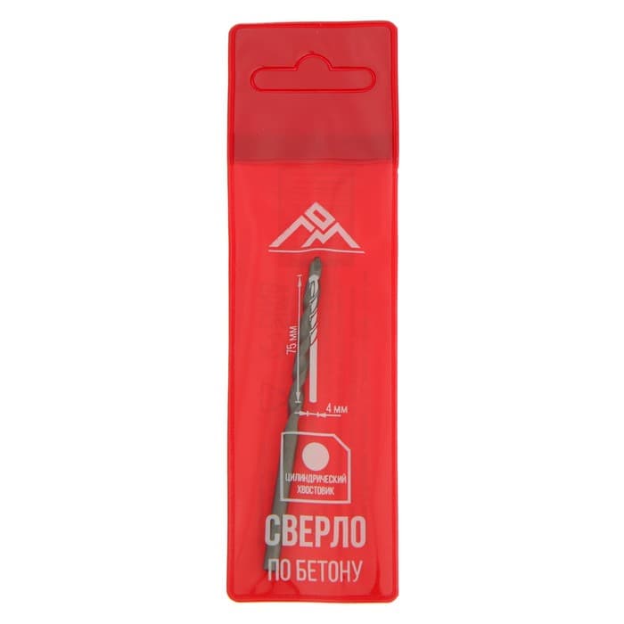 Сверло по бетону ЛОМ, цилиндрический хвостовик, 4×75 мм
