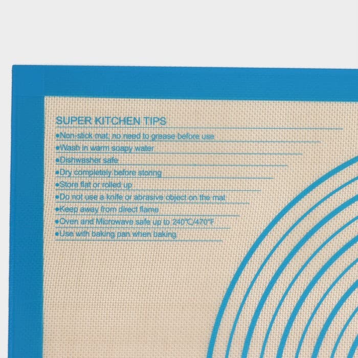 Коврик для выпечки и раскатки теста с разметкой, армированный, силикон, 71×50.5 см, синий
