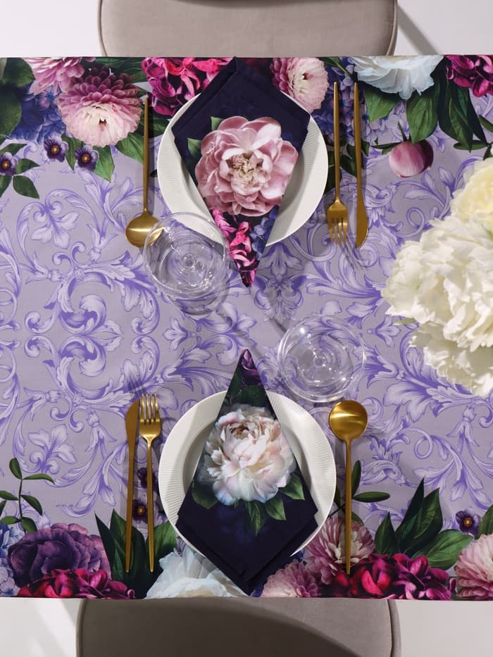 Кухонный набор «Этель. Цветочный этюд»: скатерть 110×150 см, салфетки 40×40 см, 4 шт., 100% хлопок