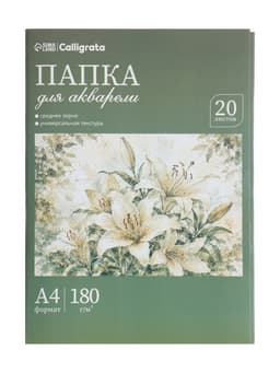 Папка для акварели А4, 20 листов «Цветы», блок 180 г/м²