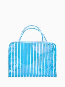 Косметичка - сумка на молнии для бассейна, с ручками, в полоску, голубая