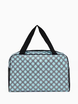 Косметичка-сумка на молнии с сеткой, с ручками, с принтом, голубая