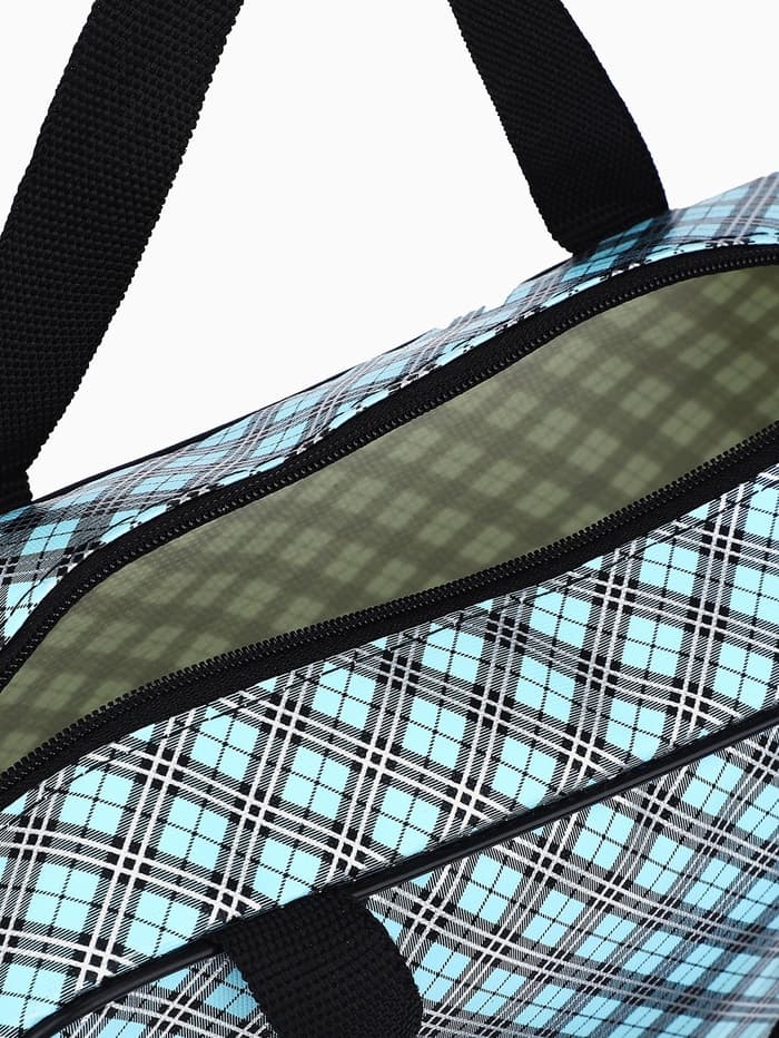 Косметичка-сумка на молнии с сеткой, с ручками, с принтом, голубая