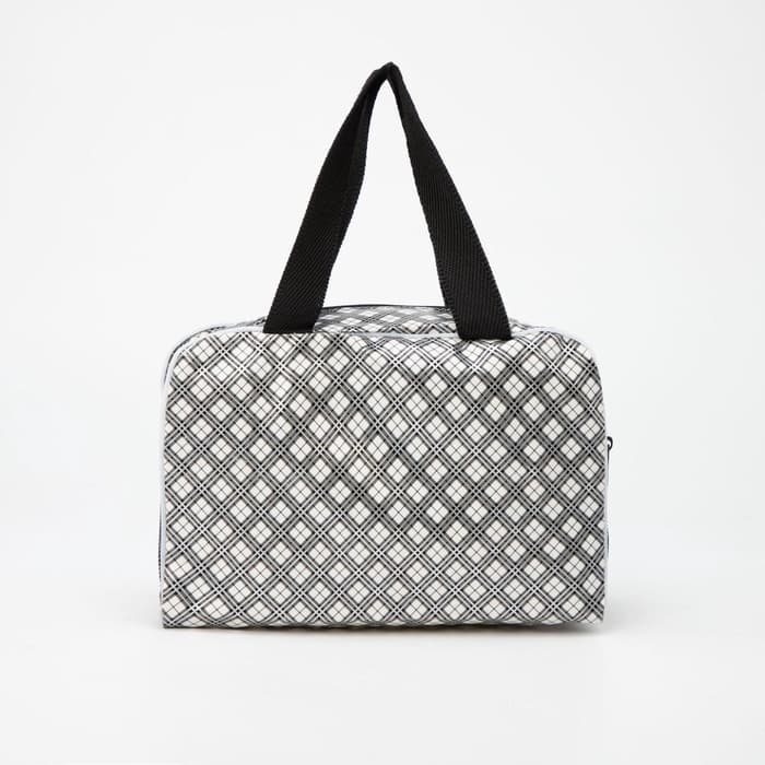 Косметичка-сумка на молнии с сеткой, с ручками, с принтом, молочная