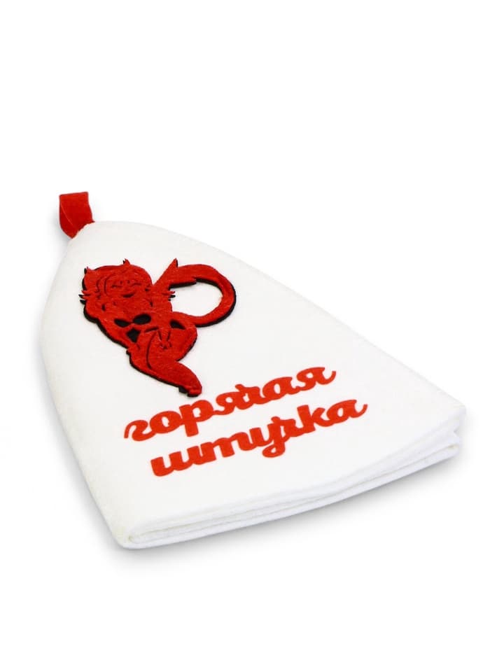 Шапка для бани и сауны, с вышивкой «Горячая штучка», полиэфир, белая