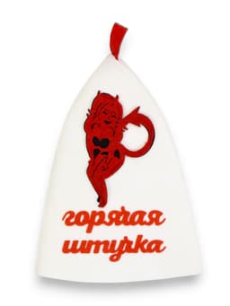 Шапка для бани и сауны, с вышивкой «Горячая штучка», полиэфир, белая