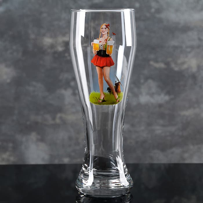 Пивной стакан Pin-up Beer, 500 мл, стекло, рисунок МИКС