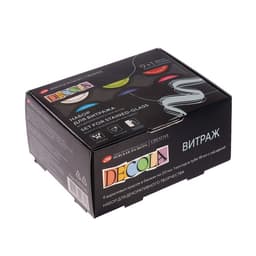 Набор витражных красок по стеклу Decola, 9 цветов × 20 мл + контур