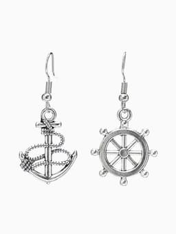 Серьги металл «Морячка», цвет чернёное серебро