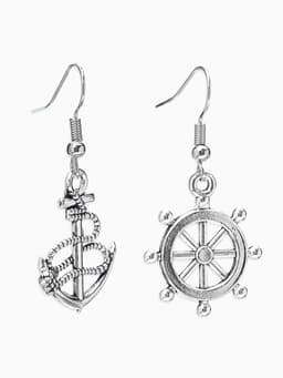 Серьги металл «Морячка», цвет чернёное серебро