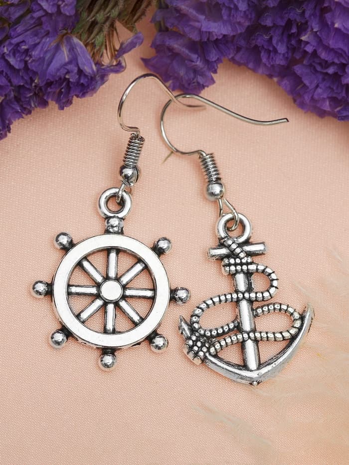 Серьги металл «Морячка», цвет чернёное серебро