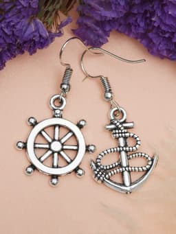 Серьги металл «Морячка», цвет чернёное серебро