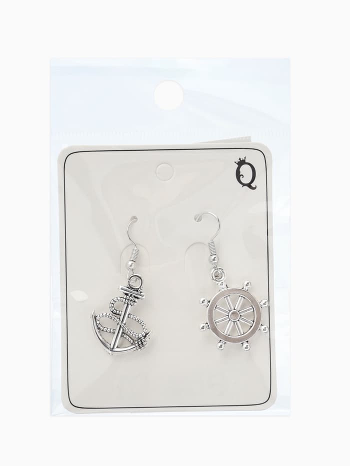 Серьги металл «Морячка», цвет чернёное серебро