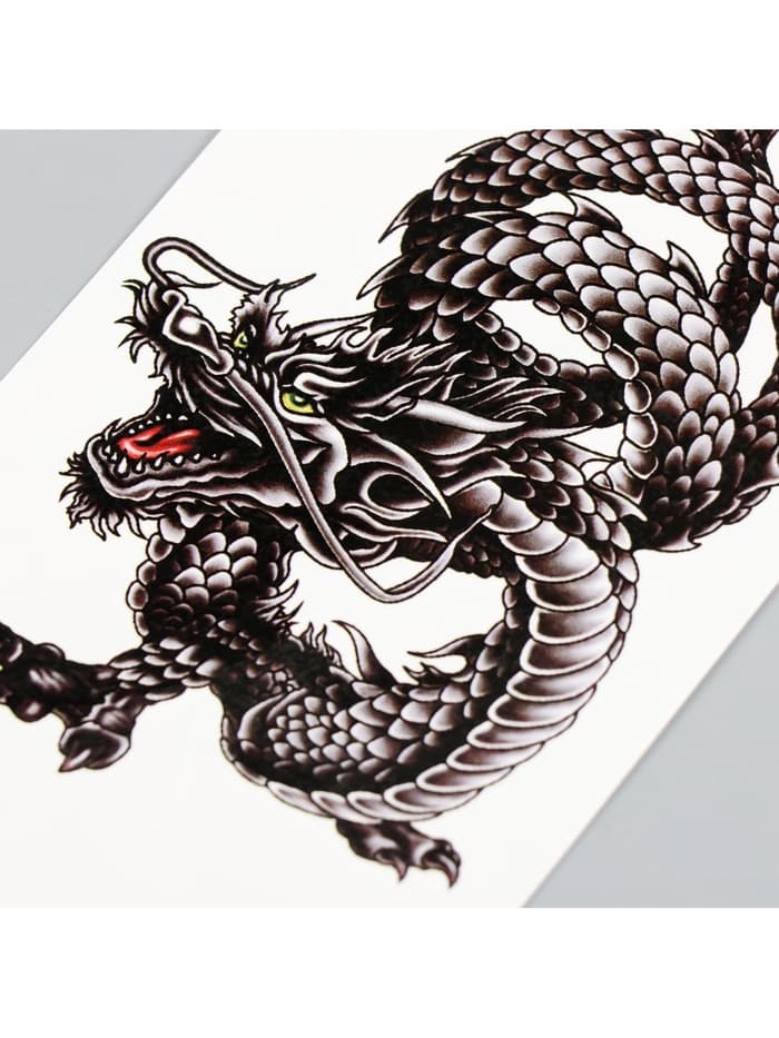 Переводная тату на тело чёрная «Дракон»