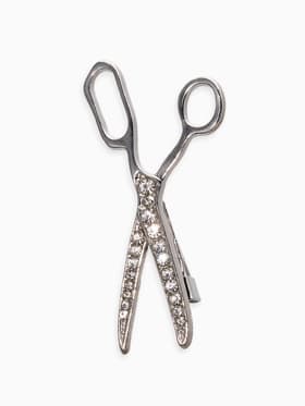 Брошь «Ножницы», белая в серебре