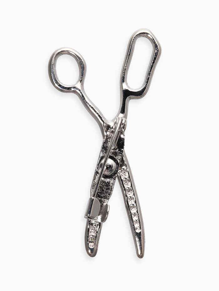 Брошь «Ножницы», белая в серебре
