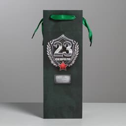 Пакет подарочный под бутылку, упаковка, «23 Февраля», 36×13×10 см
