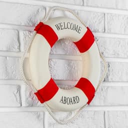 Декор настенный, панно спасательный круг с бечевкой Welcome aboard, 4×26×26 см, МИКС