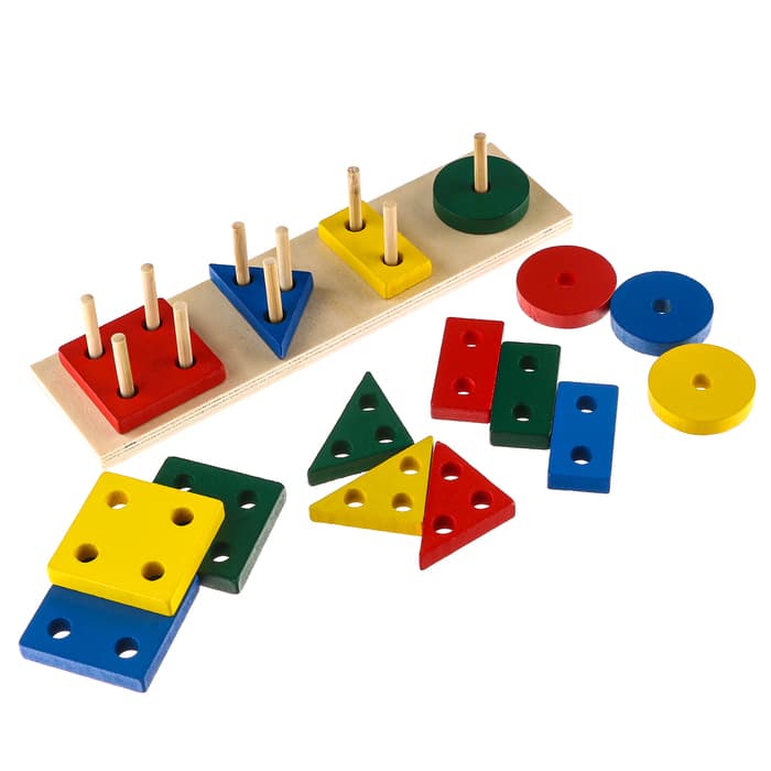 Пирамидка логическая Лесная мастерская «Фигуры», окрас глянцевый