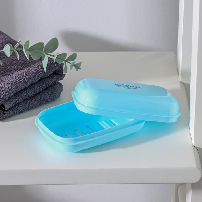 Мыльница пластиковая, 11×7.5×4 см, голубая
