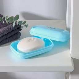 Мыльница пластиковая, 11×7.5×4 см, голубая