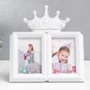 Фоторамка - коллаж на 2 фото 10×15 см «Корона», пластик, белая, 30×28 см