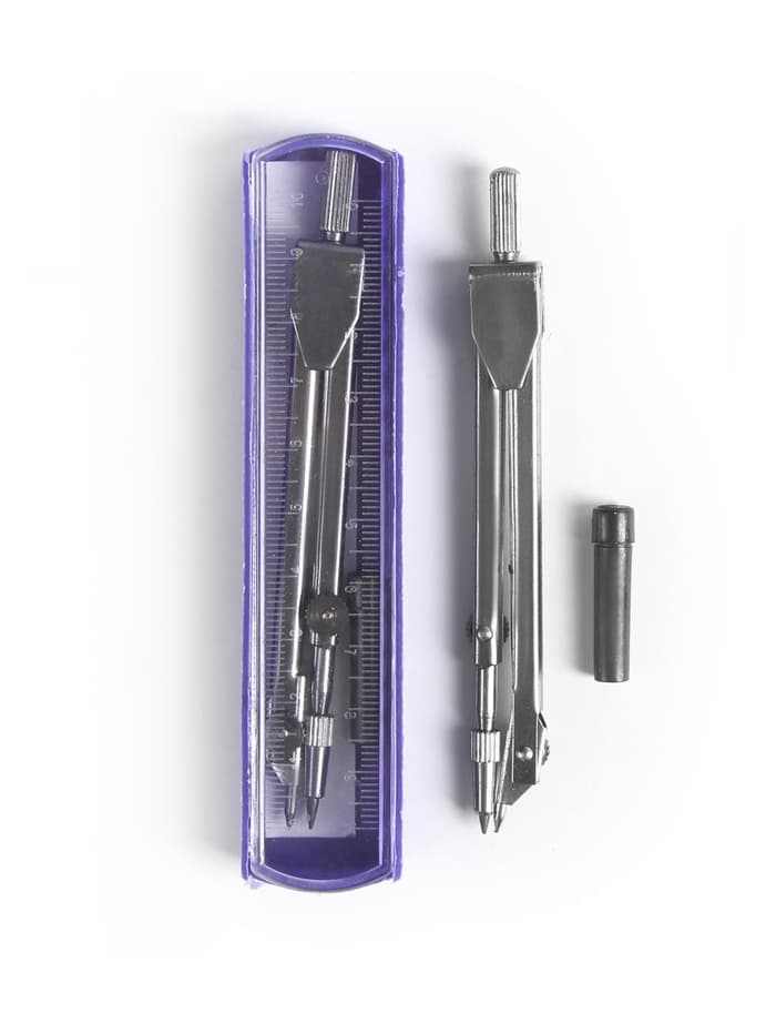 Циркуль металлический Calligrata, 110 мм, в пластиковом пенале, крышка-линейка, с грифелем, МИКС