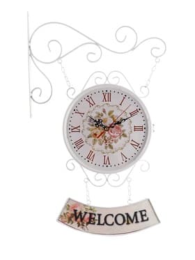 Часы настенные двусторонние, на подвесе WELCOME, d=23 см, 47×31 см, 2хАА, белые
