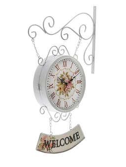 Часы настенные двусторонние, на подвесе WELCOME, d=23 см, 47×31 см, 2хАА, белые