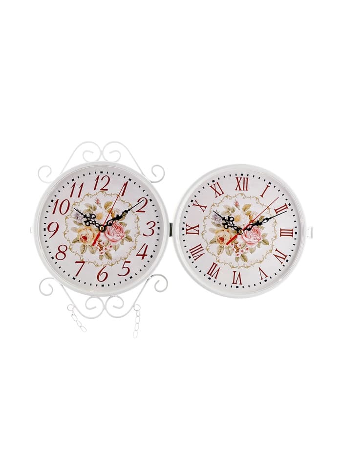 Часы настенные двусторонние, на подвесе WELCOME, d=23 см, 47×31 см, 2хАА, белые