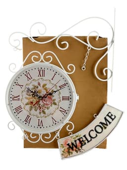 Часы настенные двусторонние, на подвесе WELCOME, d=23 см, 47×31 см, 2хАА, белые