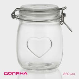 Банка для сыпучих Доляна «Сердце», 850 мл, 11×14 см, с бугельным замком, стекло, прозрачная