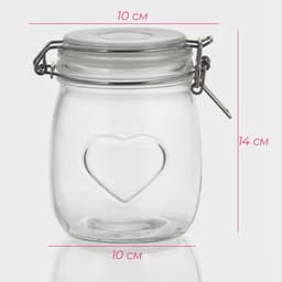 Банка для сыпучих Доляна «Сердце», 850 мл, 11×14 см, с бугельным замком, стекло, прозрачная