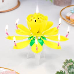 Свеча для торта музыкальная «Тюльпан», крутящаяся, жёлтая, 14.5×6 см