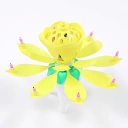 Свеча для торта музыкальная «Тюльпан», крутящаяся, жёлтая, 14.5×6 см