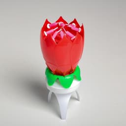 Свеча для торта музыкальная «Тюльпан», крутящаяся, красная, 14.5×6 см