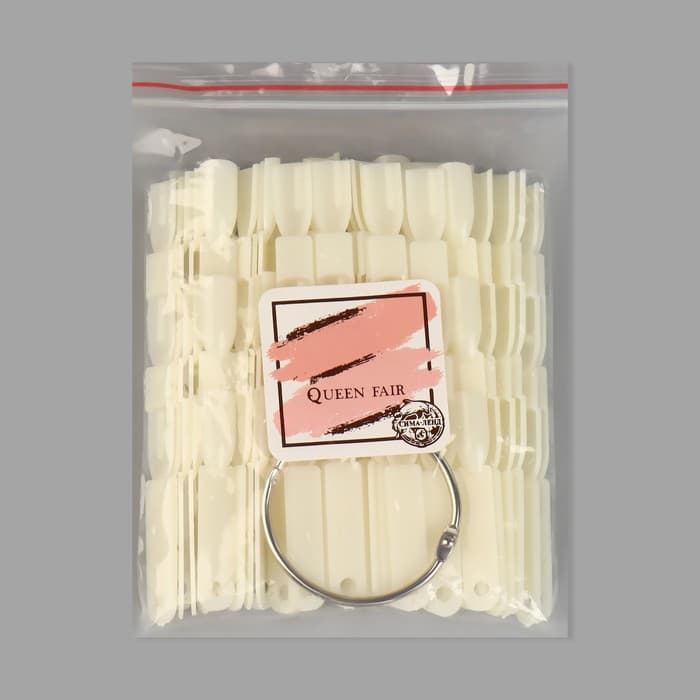 Палитра для лаков на кольце, форма квадрат, 50 шт. по 3 ногтя, цвет слоновая кость