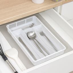 Лоток для столовых приборов в ящик Darel plastic, 4 секции, 34×21×5 см, пластик, белый