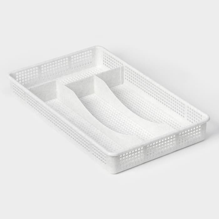 Лоток для столовых приборов в ящик Darel plastic, 4 секции, 34×21×5 см, пластик, белый