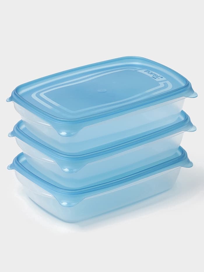 Набор контейнеров для хранения еды Darel plastic «Трио», 3 шт., 700 мл, пластик, прозрачный, крышка МИКС