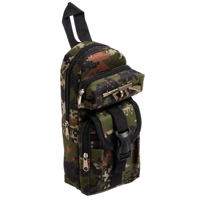 Пенал школьный «Рюкзачок-милитари», на молнии, 2 отделения, МИКС