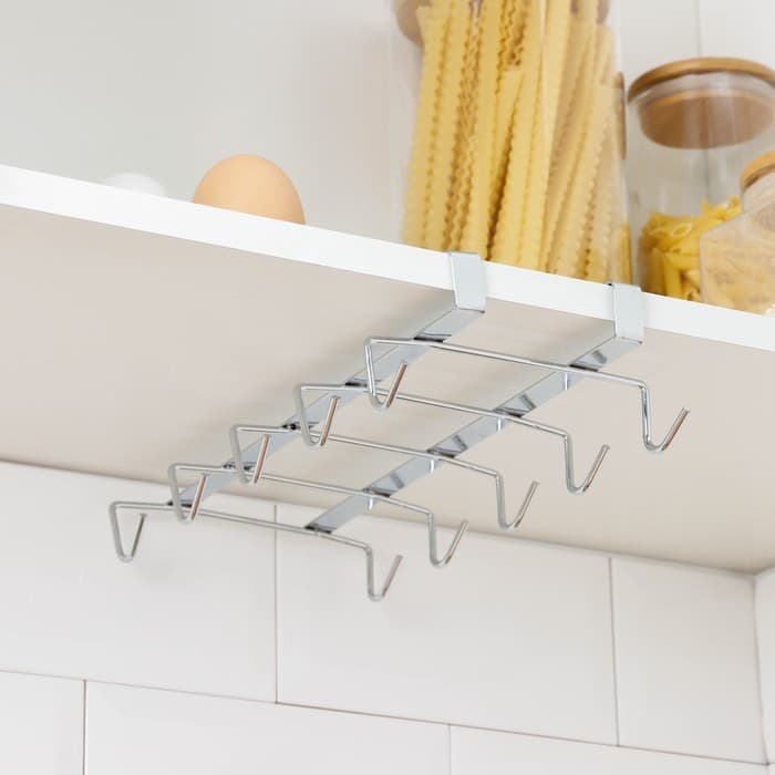 Держатель для кружек подвесной на 10 предметов Доляна, 27.5×14×6.5 см, серебристый