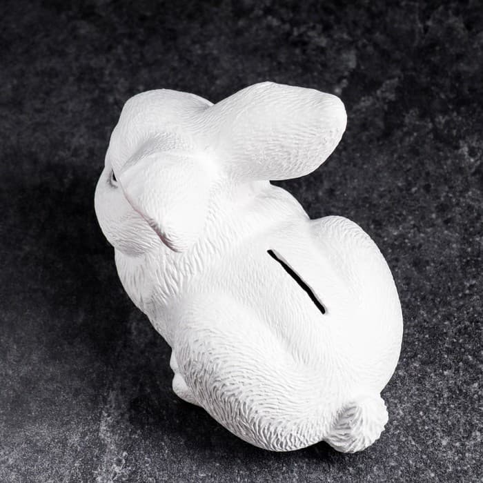 Копилка для денег «Зайчик», гипс, белый, 18×11×15 см