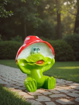 Садовая фигура из гипса «Лягушка улыбка под мухомором», 27.5×12×23.5 см