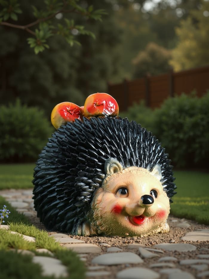 Садовая фигура из гипса «Еж с яблоками», 14×19×16 см
