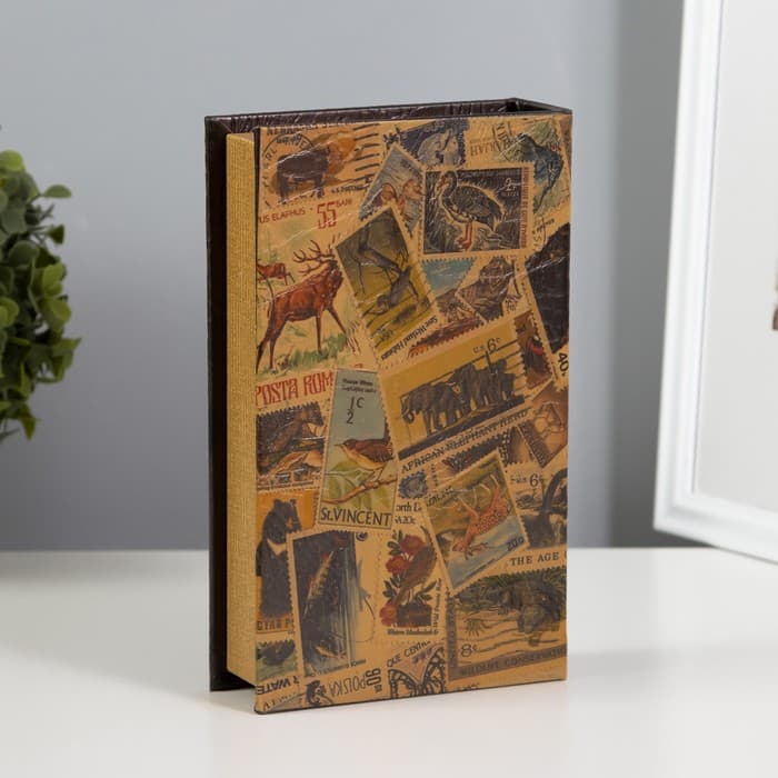 Шкатулка книга - сейф «Коллекция почтовых марок», дерево, искусственная кожа, 21×13×5 см